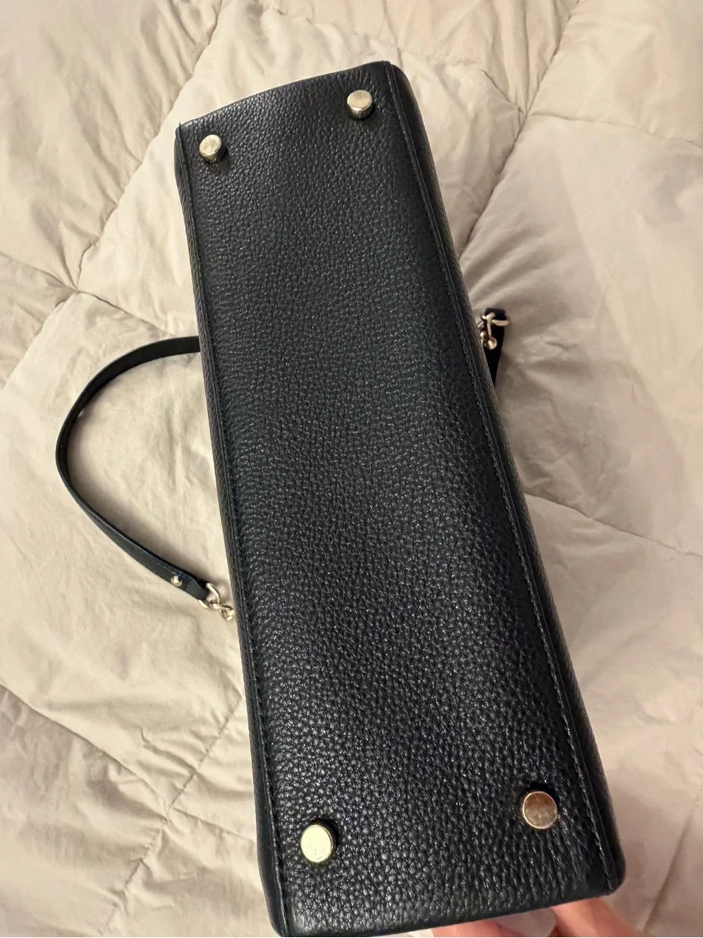 kate spade Black Leather Shoulder Bag with Gold Chain Straps